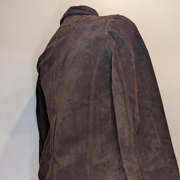 Brown Suede Leather Fall Coat - Women's sz M - Picture 9 of 14